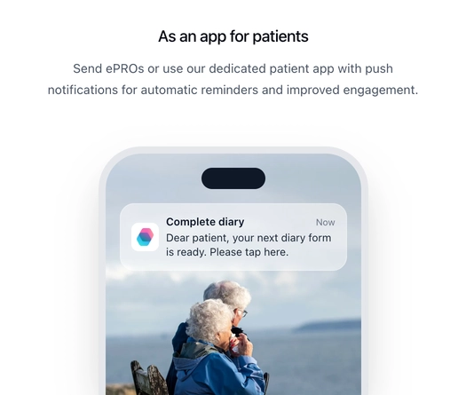 The Confimedis patient app for diaries.